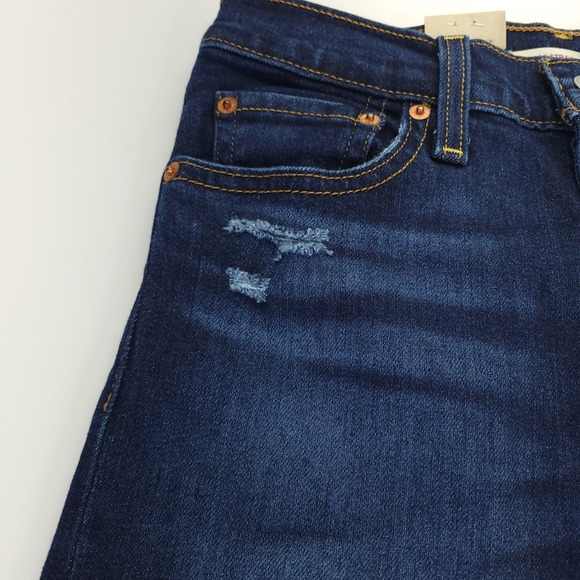 NWT Levi's Jeans Womens 25x27 Blue Dark Wash Ribcage Straight Ankle Distressed ` - Picture 5 of 16